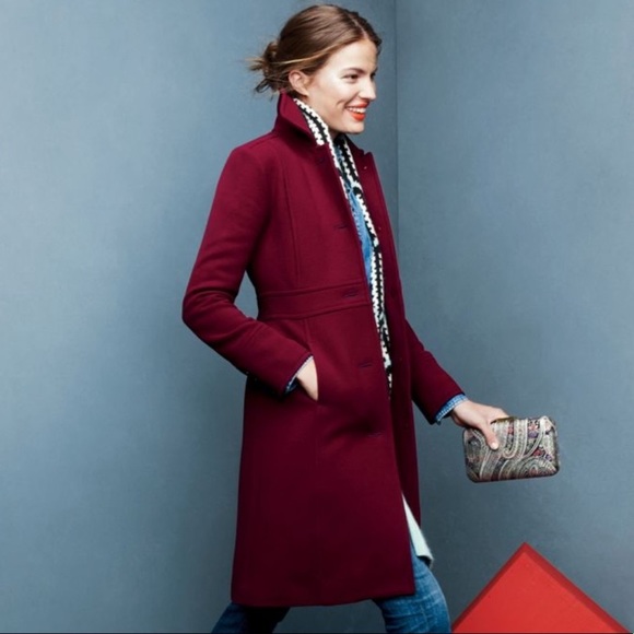 J. Crew Burgundy Red Lady Day Pea Coat Jacket 10 - Picture 2 of 13